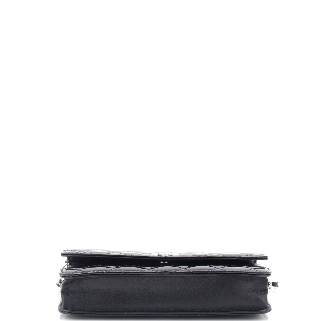 Brilliant Wallet on Chain Quilted Patent - Deep Luxury