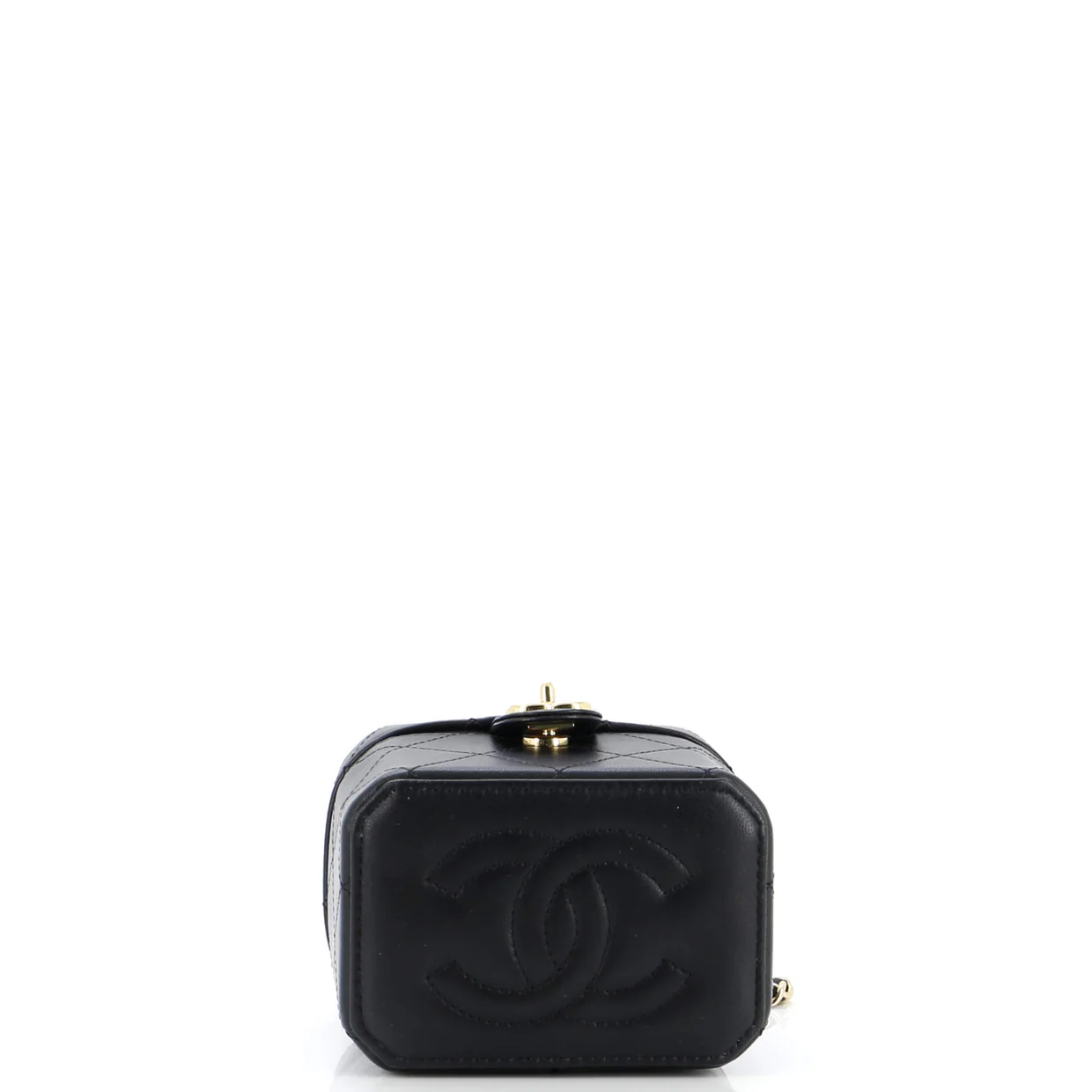 CC Turnlock Box Vanity Case with Chain Quilted Lambskin Mini - Deep Luxury
