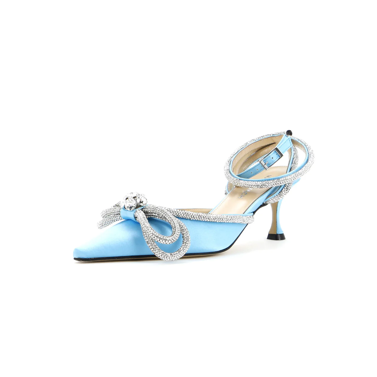 Women's Double Bow Ankle Strap Pumps Satin 75 - Deep Luxury