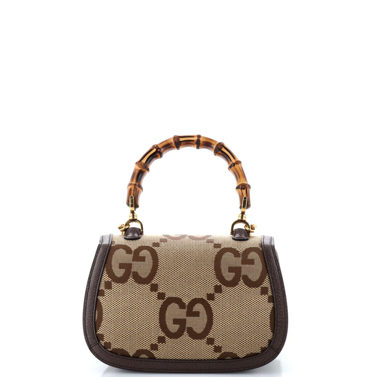 Bamboo 1947 Top Handle Bag Jumbo GG Canvas Small - Deep Luxury