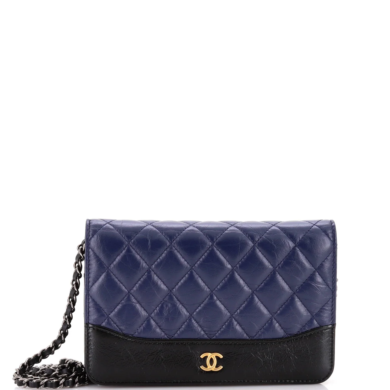 Gabrielle Wallet on Chain Quilted Aged Calfskin - Deep Luxury