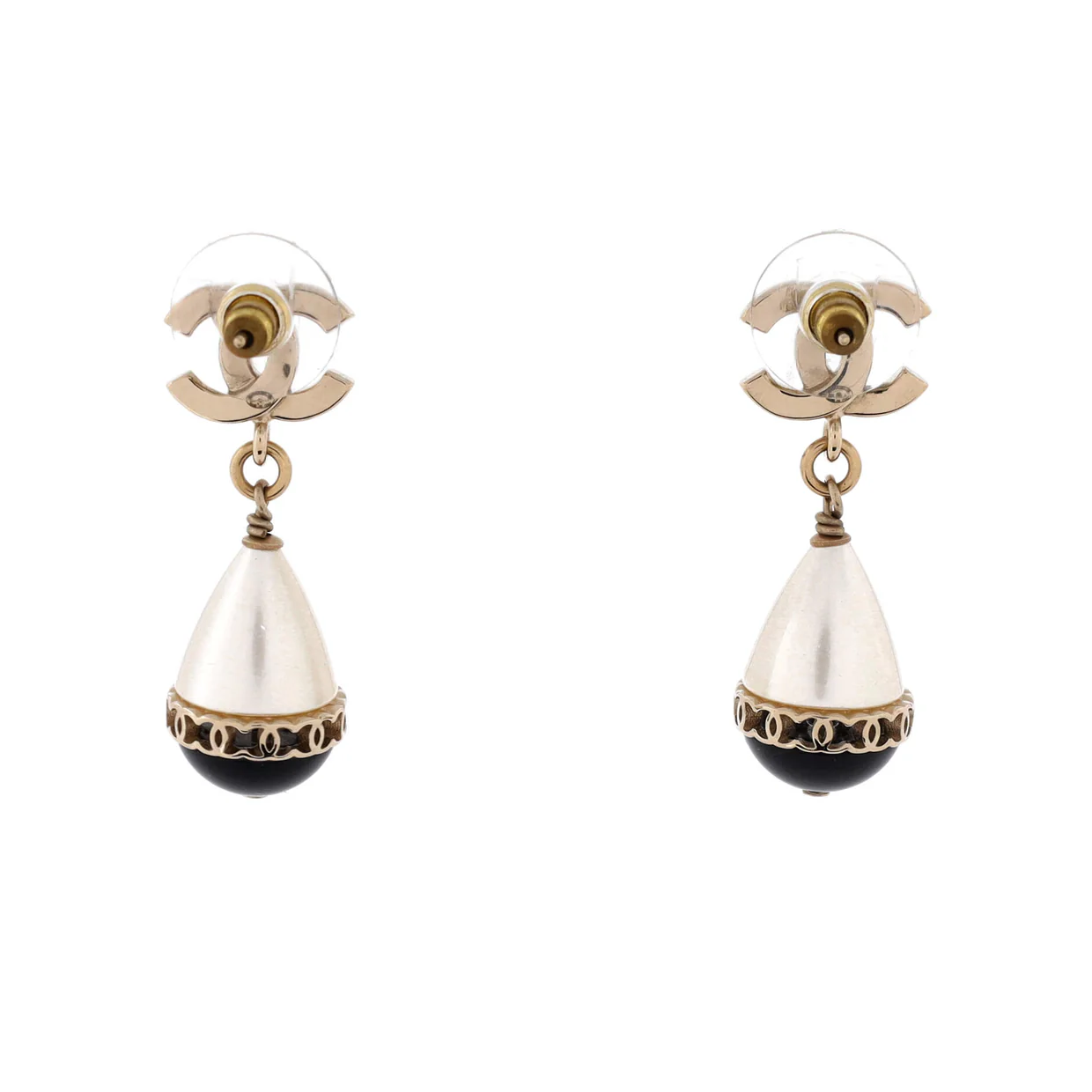 CC Fantasy Teardrop Earrings Metal and Faux Pearls with Crystals and Resin - Deep Luxury