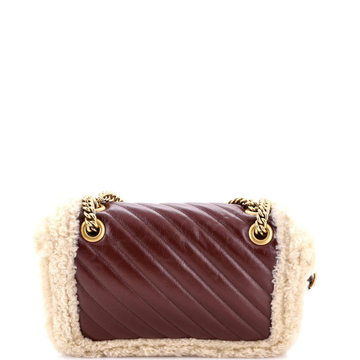 GG Marmont Flap Bag Diagonal Quilted Leather with Wool Trim Small - Deep Luxury