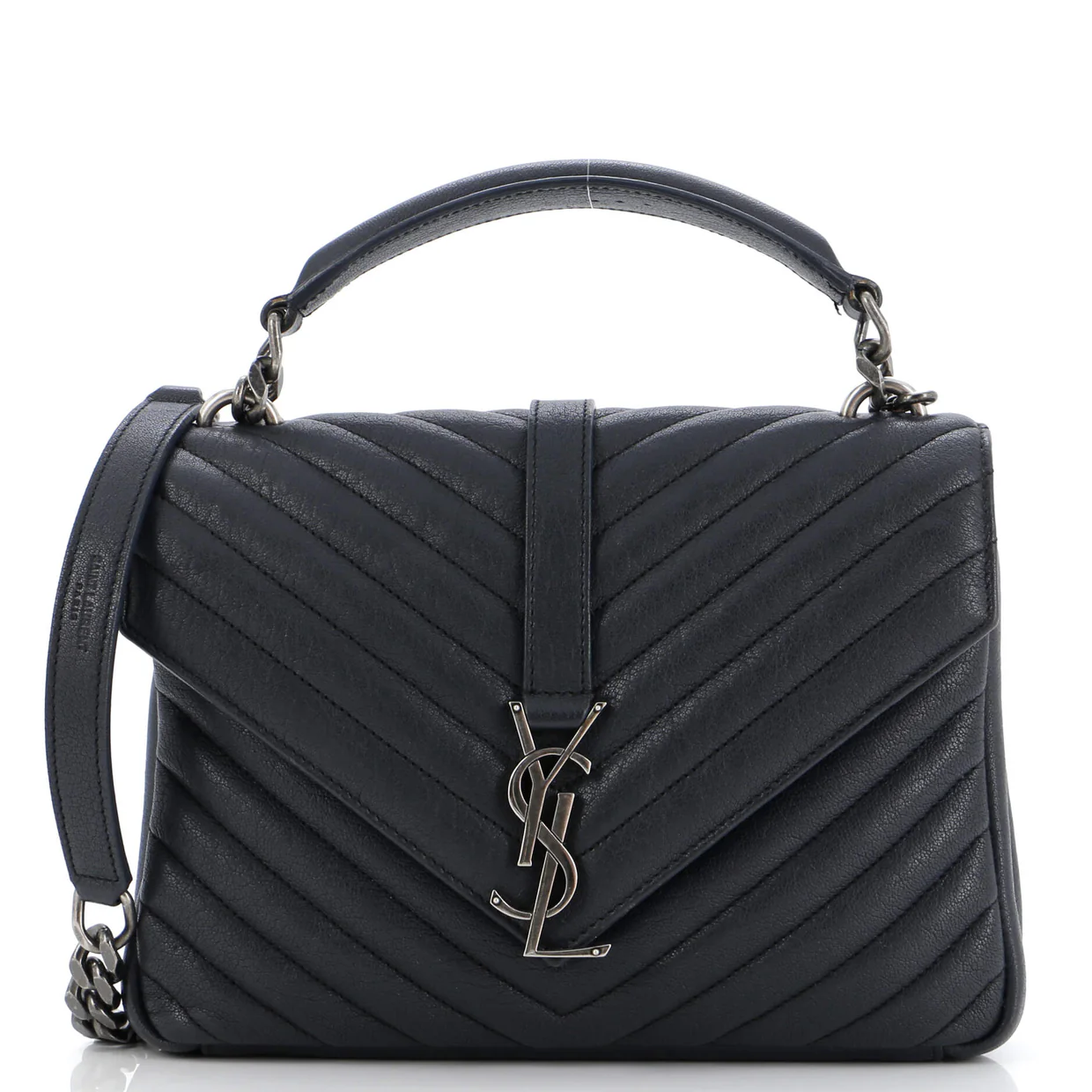 Classic Monogram College Bag Matelasse Chevron Leather Medium - Deep Luxury