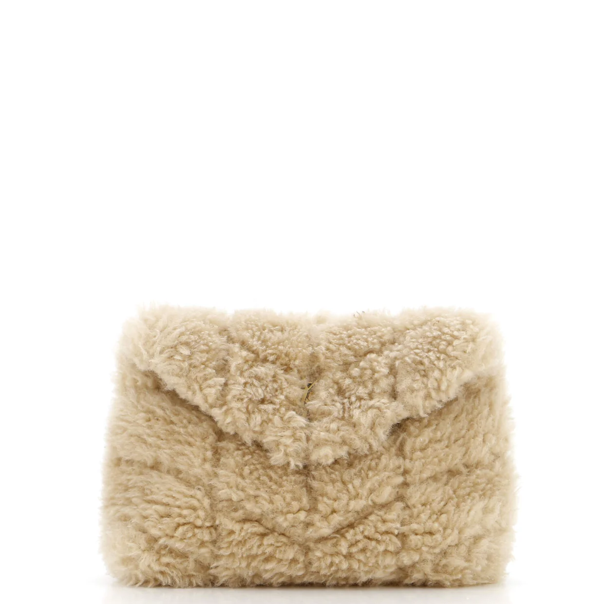 LouLou Puffer Clutch Matelasse Chevron Shearling Small - Deep Luxury