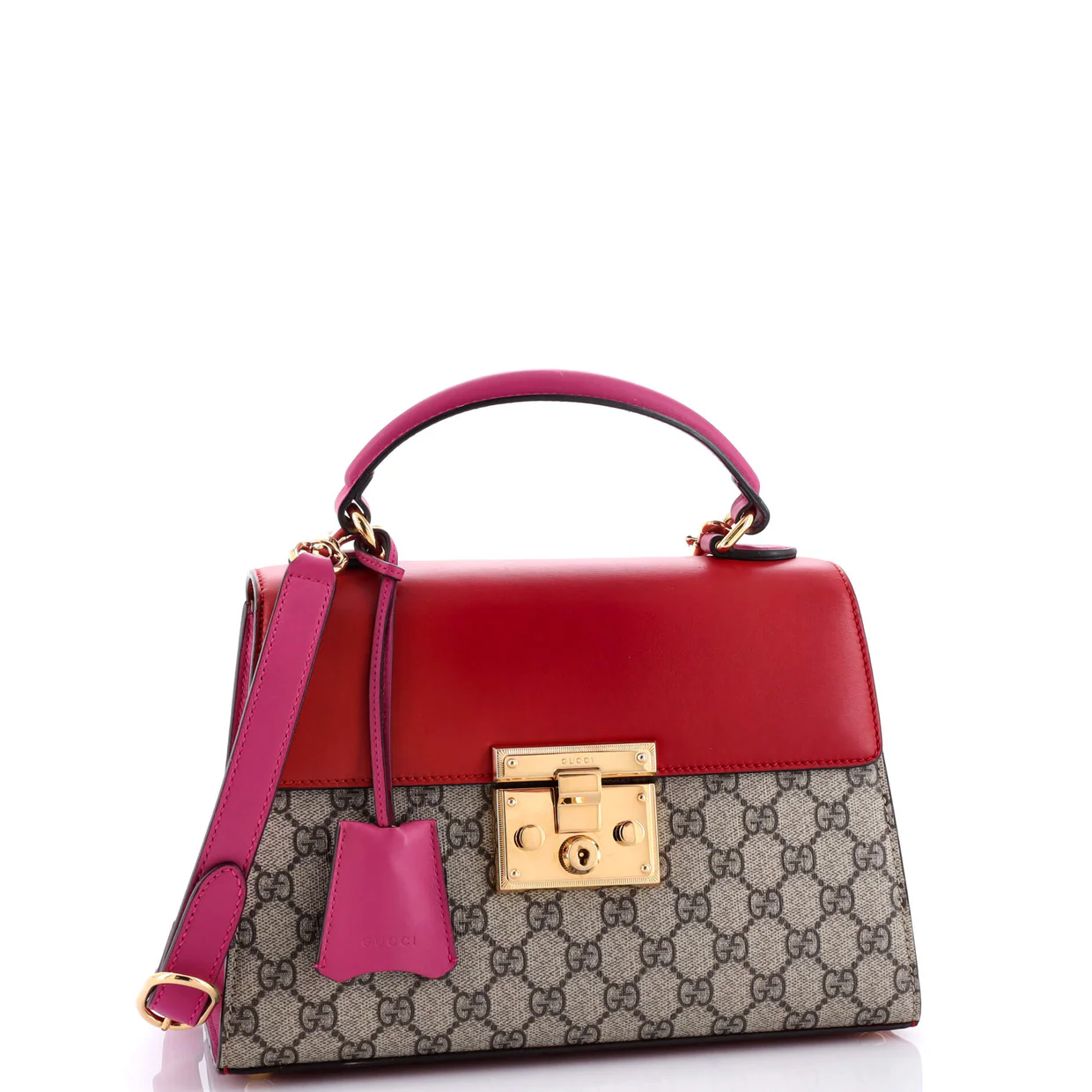 Padlock Top Handle Bag GG Coated Canvas and Leather Small - Deep Luxury