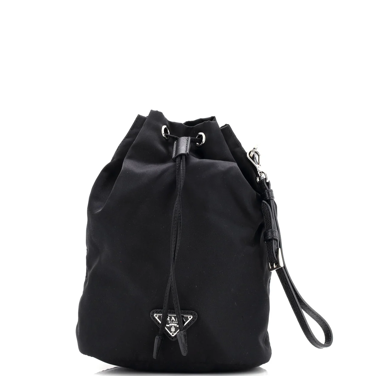 Drawstring Wristlet Bucket Bag Tessuto Small - Deep Luxury