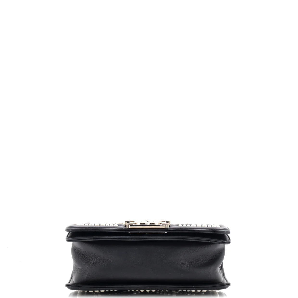 Boy Flap Bag Pearl Embellished Chevron Calfskin Small - Deep Luxury