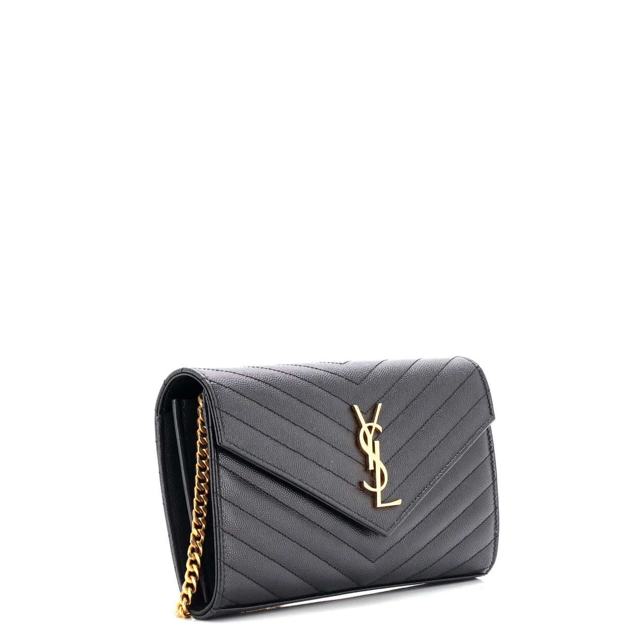 Classic Monogram Wallet on Chain Matelasse Chevron Leather Medium - Deep Luxury