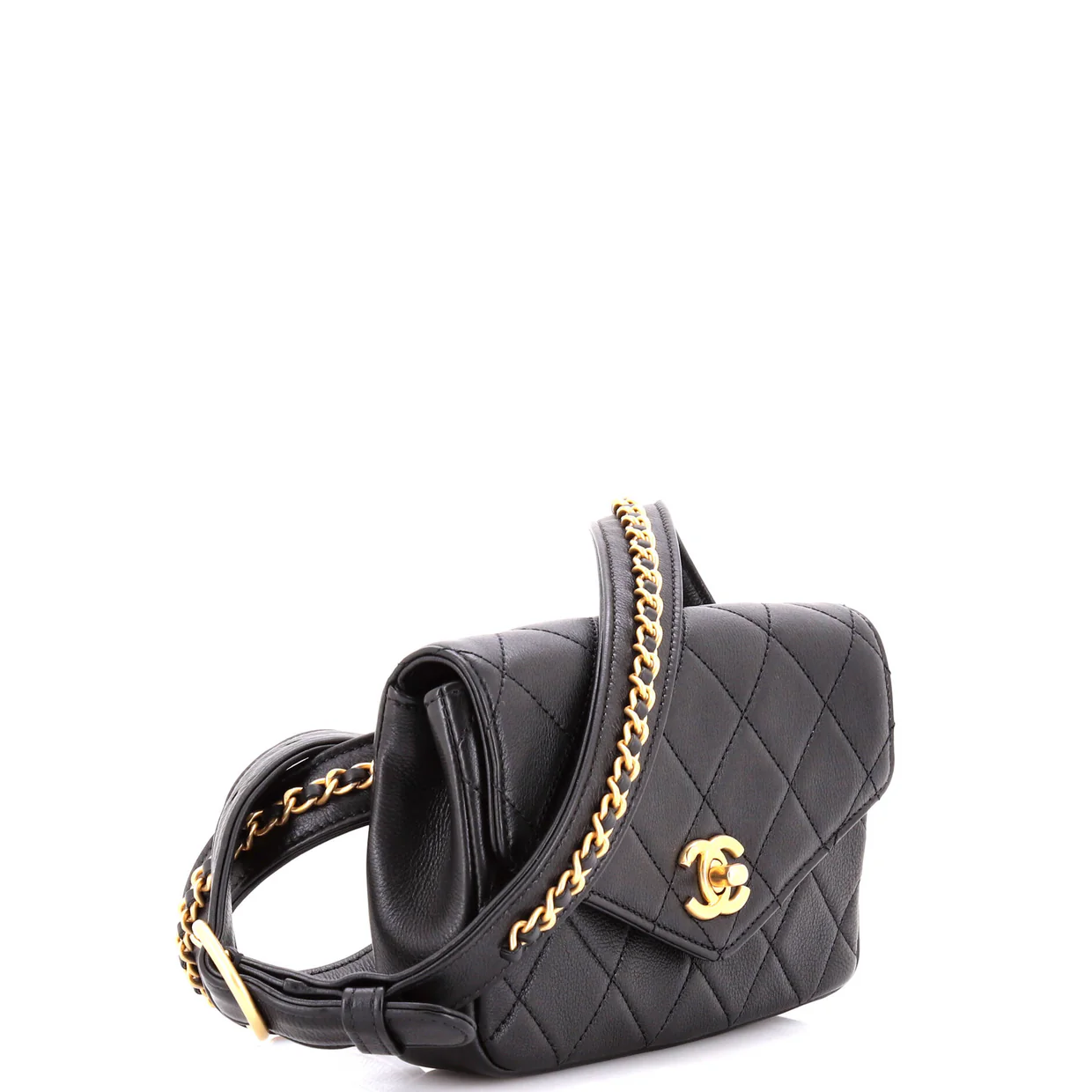 Chain Envelope Belt Bag Quilted Calfskin - Deep Luxury