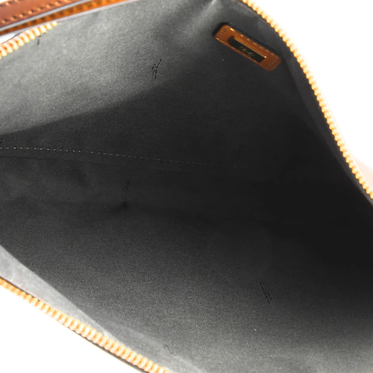 Logo Flat Wristlet Pouch Embossed Leather Large - Deep Luxury