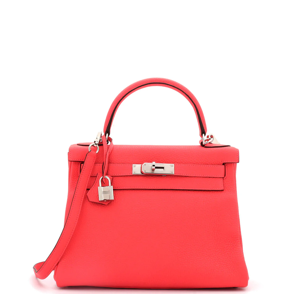 Kelly Handbag Rouge Pivoine Clemence with Palladium Hardware 28 - Deep Luxury