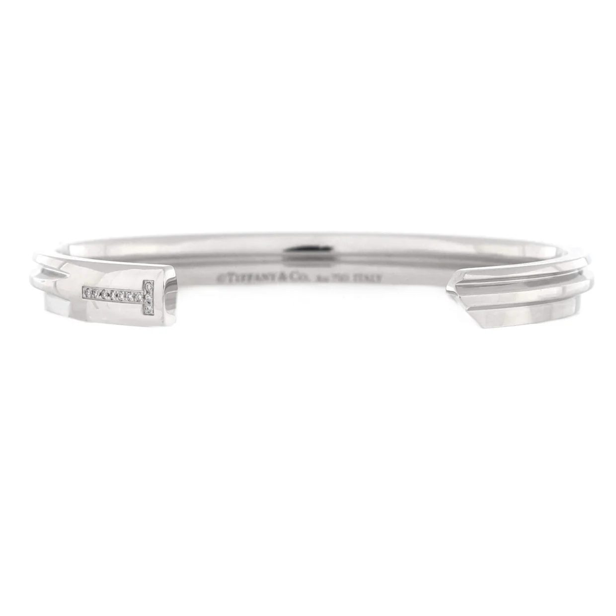 Modern Keys Cuff Bracelet 18K White Gold with Diamonds Narrow - Deep Luxury