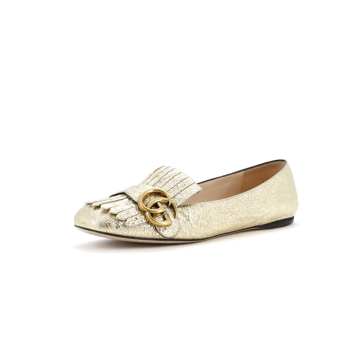 Women's GG Marmont Fringed Flats Leather - Deep Luxury