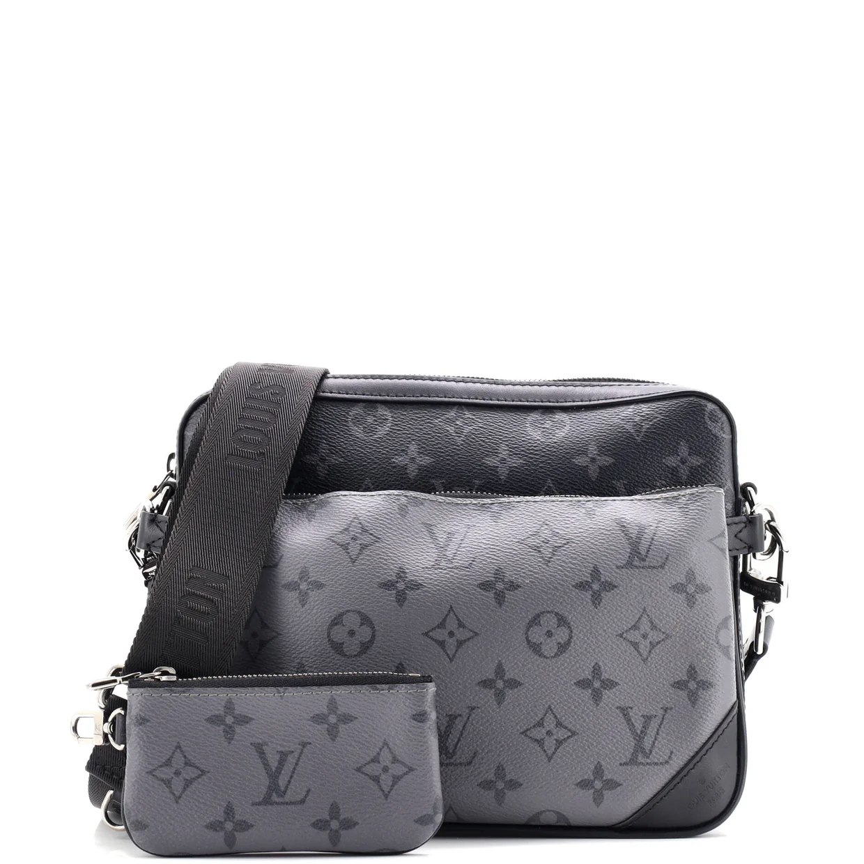 Trio Messenger Bag Reverse Monogram Eclipse Canvas - Deep Luxury