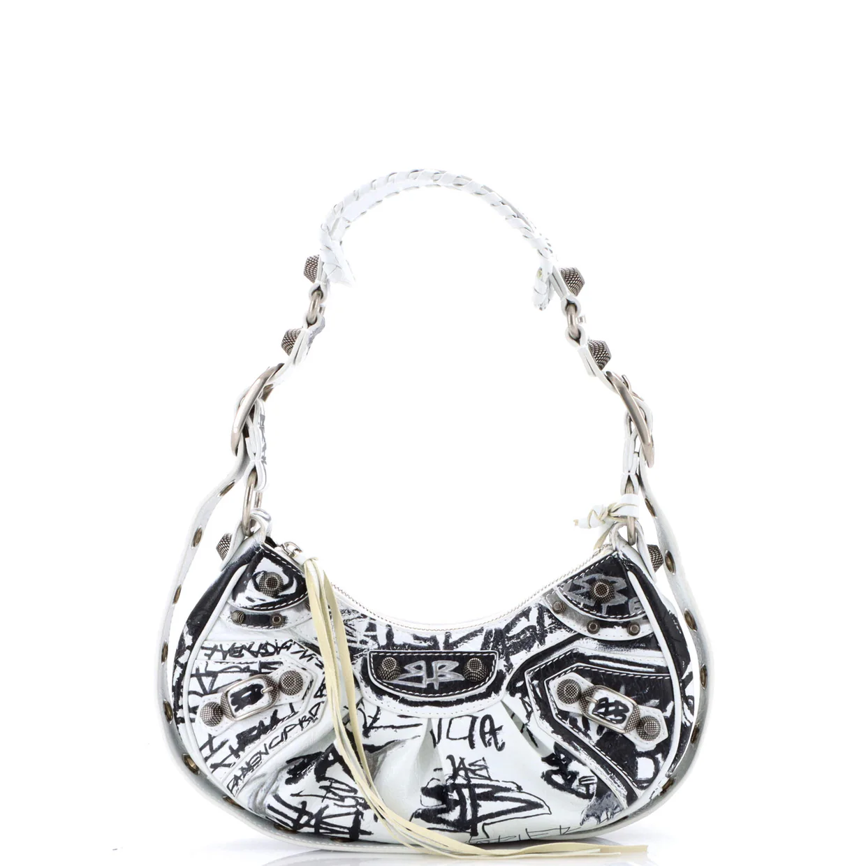 Le Cagole Graffiti Giant Studs Shoulder Bag Leather XS - Deep Luxury