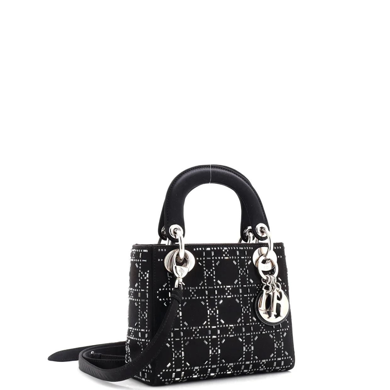 Lady Dior Bag Crystal Embellished Cannage Quilt Satin Mini - Deep Luxury