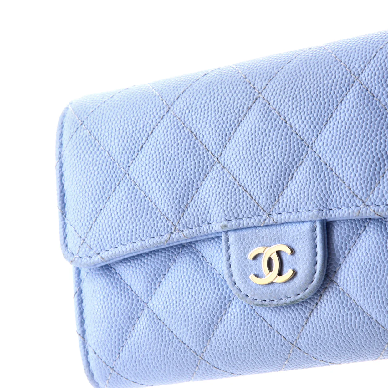 Trifold Classic Flap Wallet Quilted Caviar Medium - Deep Luxury