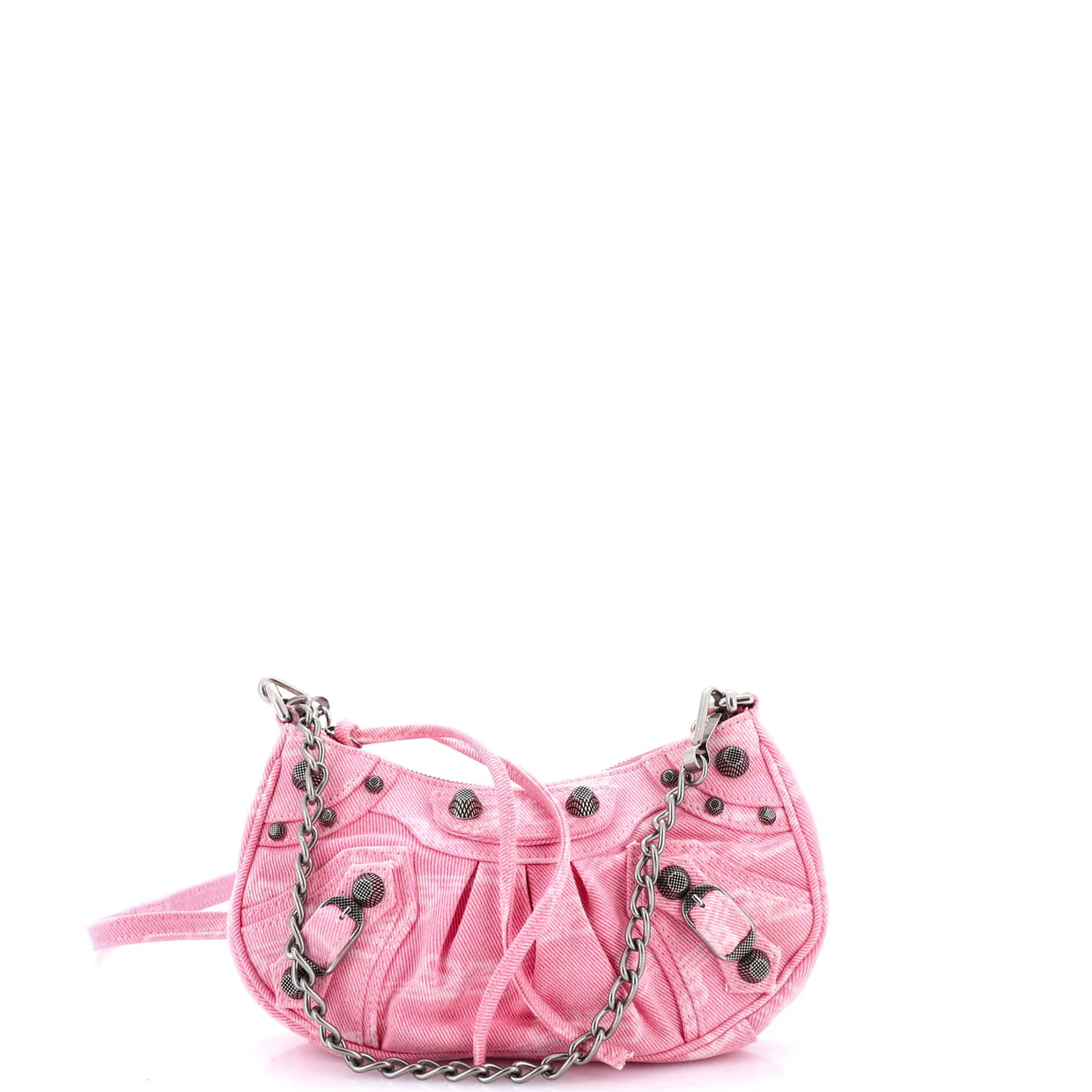 Le Cagole Giant Studs Shoulder Bag BB Monogram Denim Mini - Deep Luxury