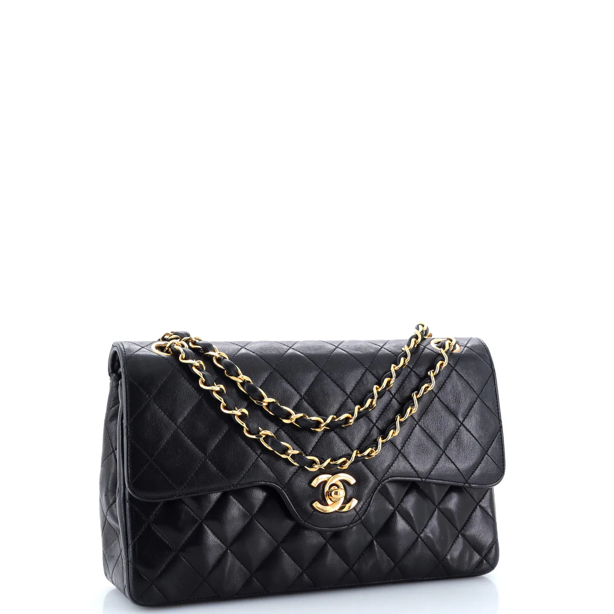 Vintage Chain Curved Double Flap Bag Quilted Lambskin Medium - Deep Luxury