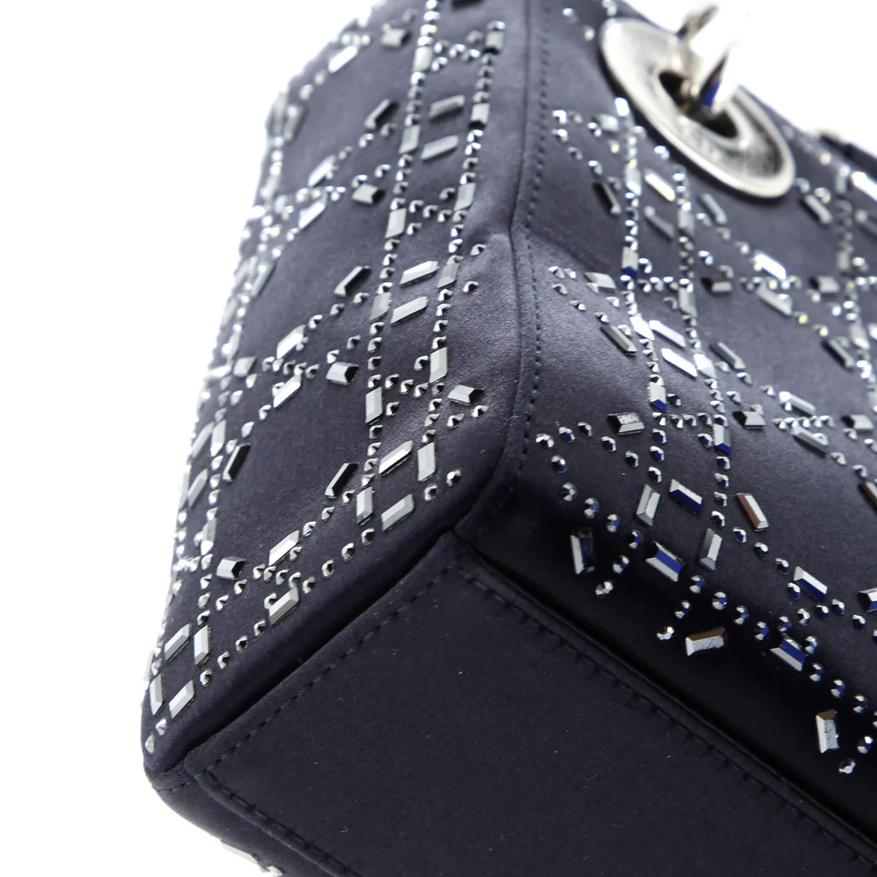 Lady Dior Bag Crystal Embellished Cannage Quilt Satin Mini - Deep Luxury