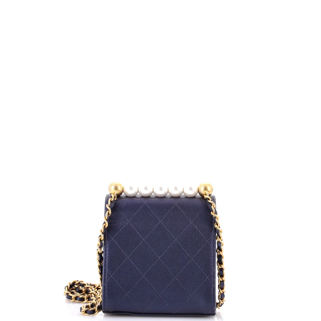 Chic Pearls Flap Clutch with Chain Quilted Goatskin Mini - Deep Luxury