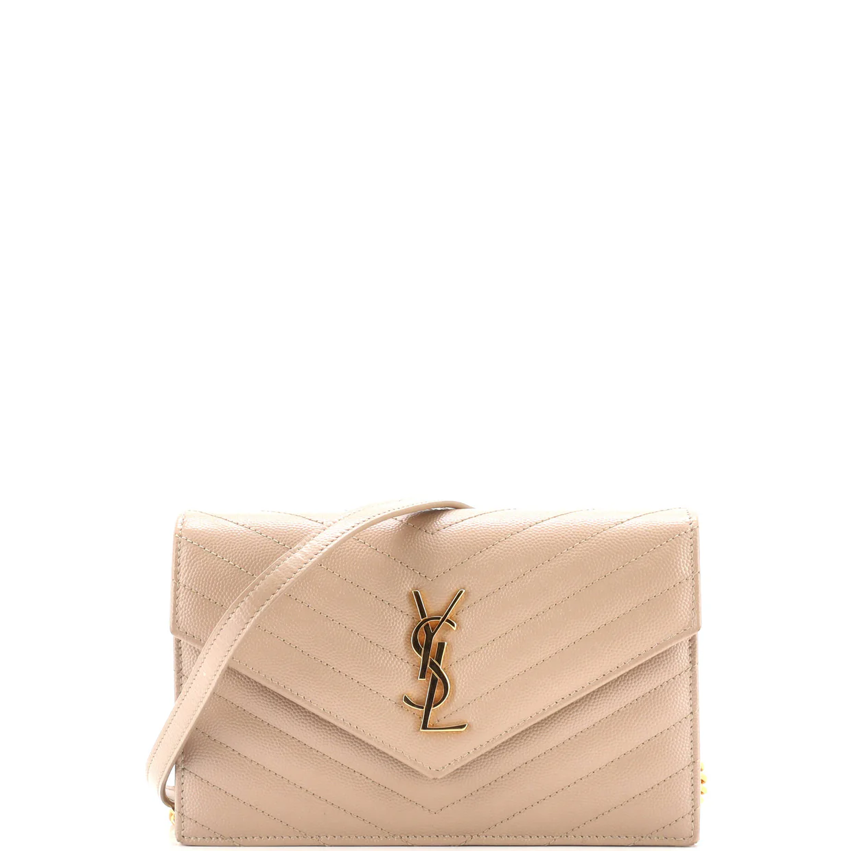 Classic Monogram Wallet on Chain Matelasse Chevron Leather Small - Deep Luxury