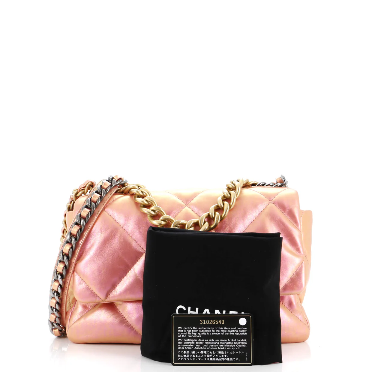 19 Flap Bag Quilted Iridescent Calfskin Large - Deep Luxury