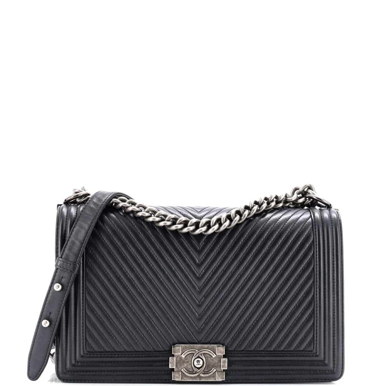 Boy Flap Bag Chevron Wrinkled Lambskin New Medium - Deep Luxury