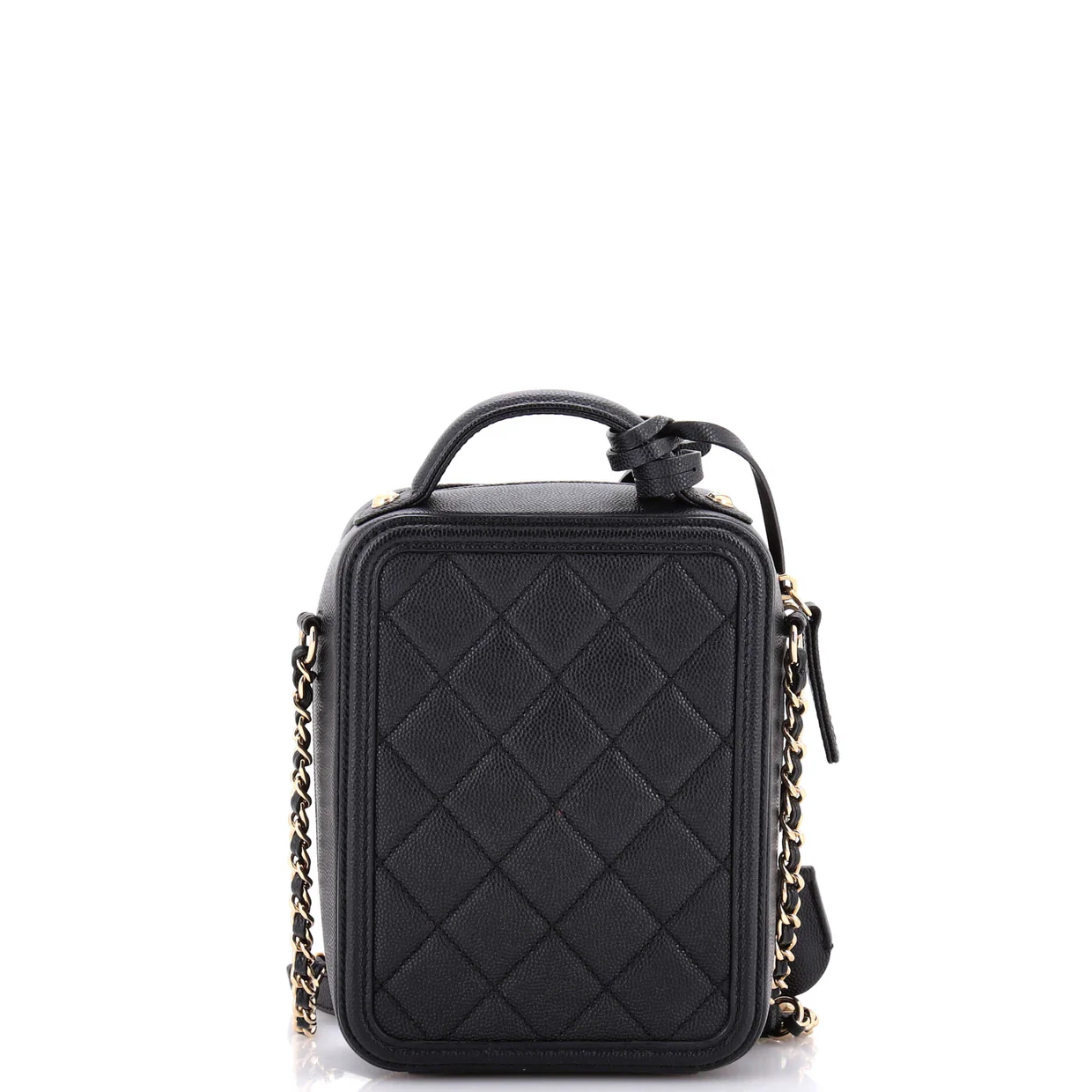 Filigree Vertical Vanity Case Quilted Caviar - Deep Luxury