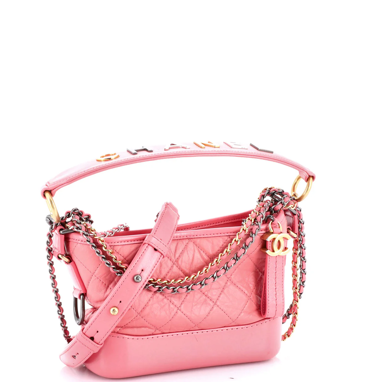 Gabrielle Hobo with Logo Handle Quilted Aged Calfskin Small - Deep Luxury