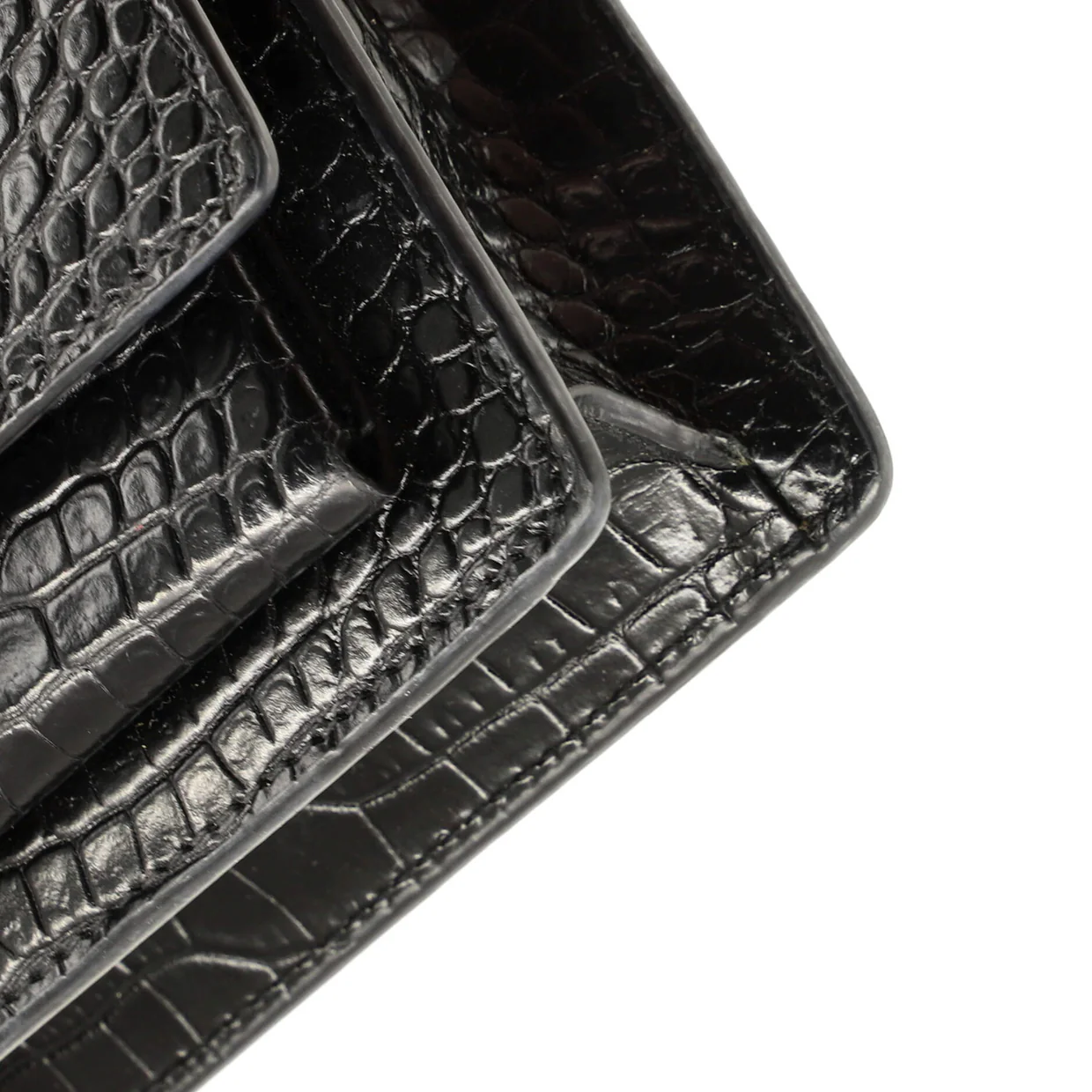Sunset Chain Wallet Crocodile Embossed Leather - Deep Luxury