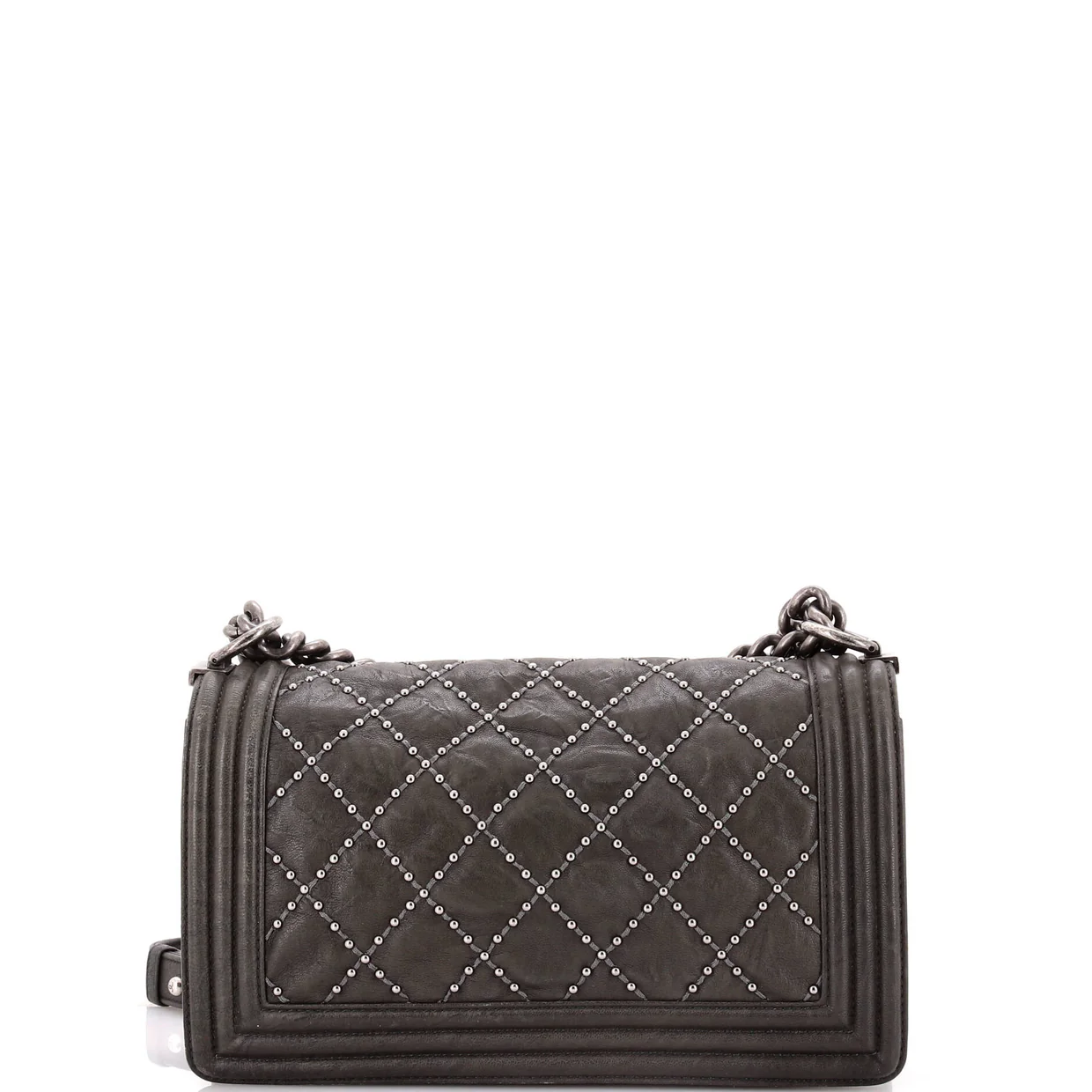 Boy Flap Bag Studded Quilted Distressed Calfskin Old Medium - Deep Luxury