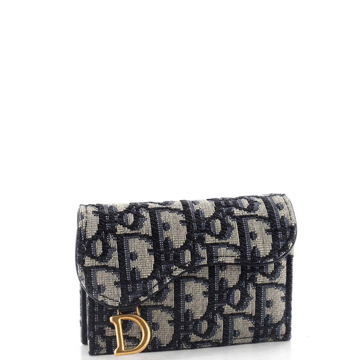 Saddle Flap Zipped Card Holder Oblique Canvas Compact - Deep Luxury