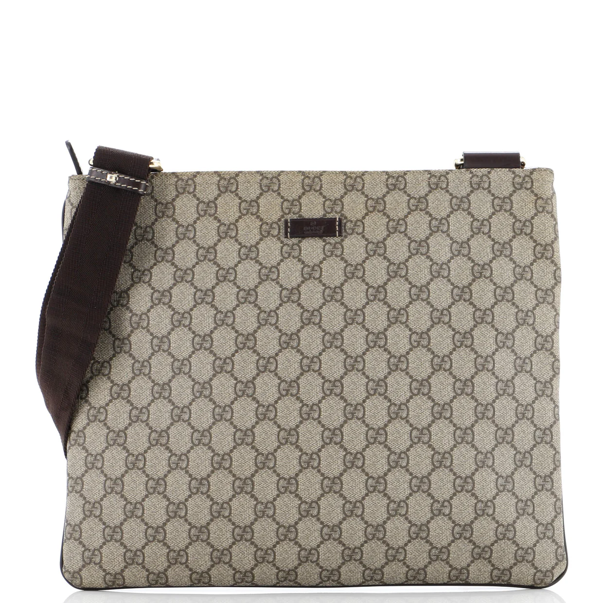 Zip Top Messenger Bag GG Coated Canvas Large - Deep Luxury