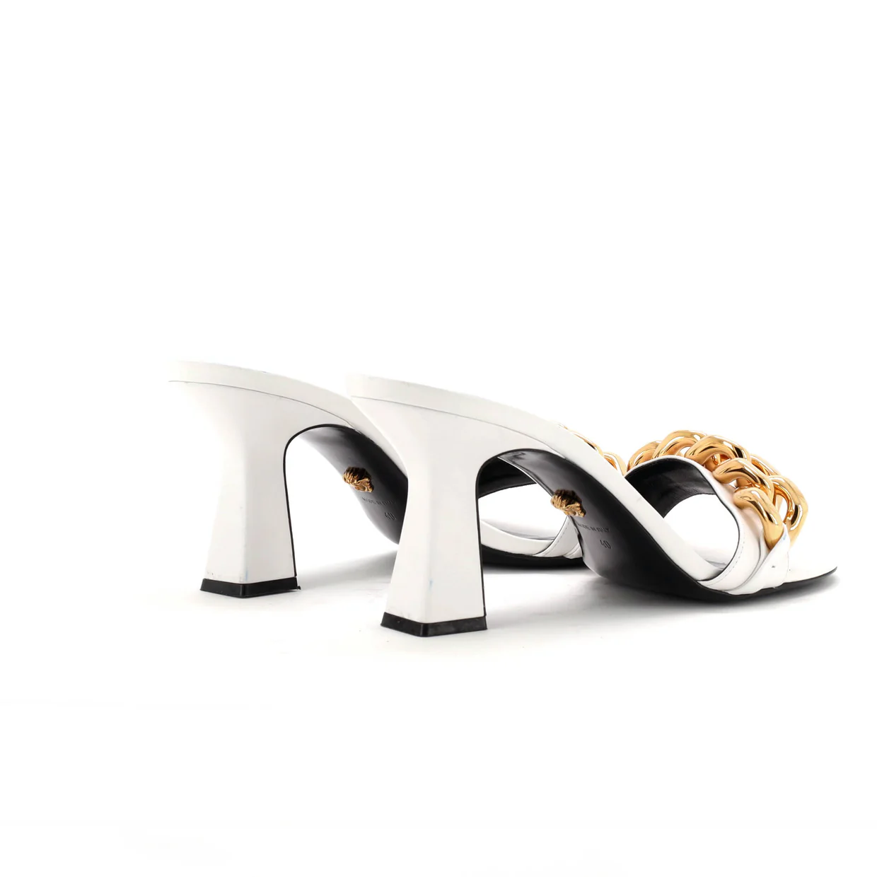 Women's Medusa Chain Heeled Sandals Leather - Deep Luxury