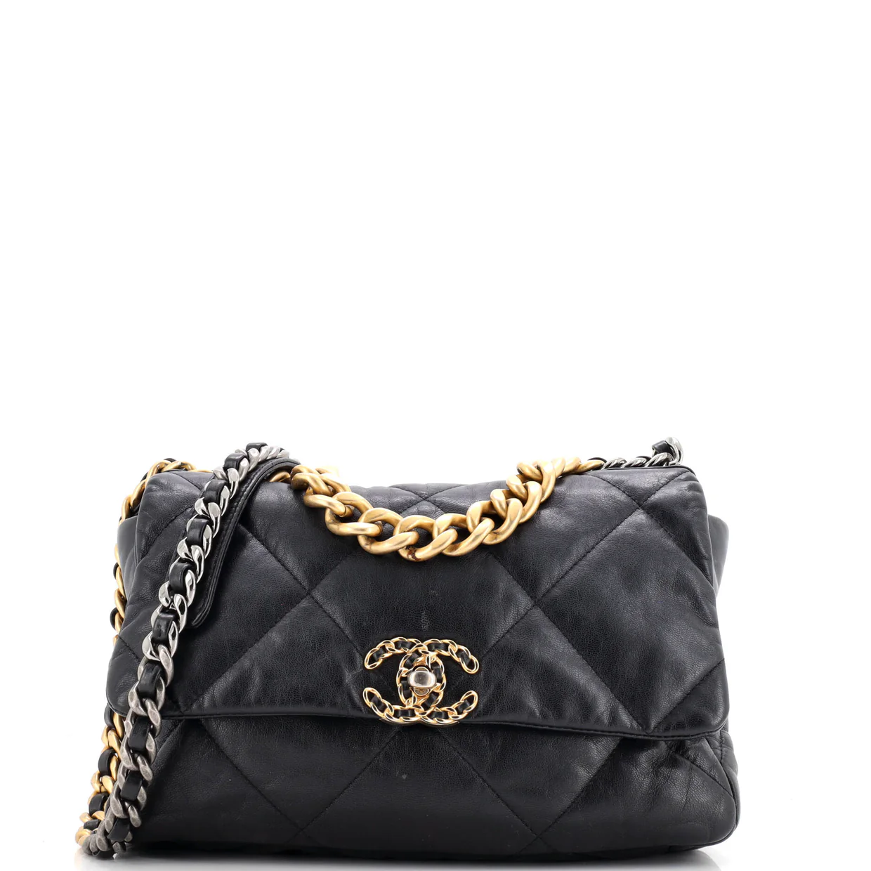 19 Flap Bag Quilted Leather Large - Deep Luxury
