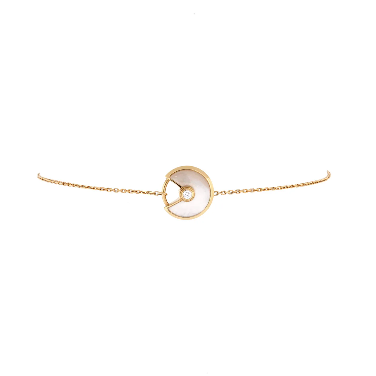 Amulette de Cartier Bracelet 18K Yellow Gold with Diamond and Mother of Pearl XS - Deep Luxury