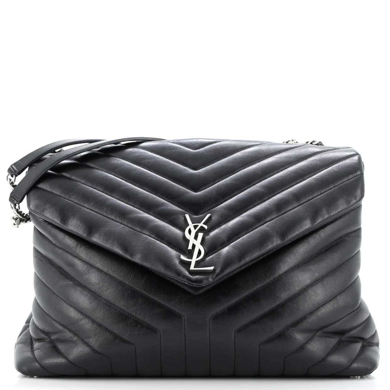 Loulou Shoulder Bag Matelasse Chevron Leather Large - Deep Luxury