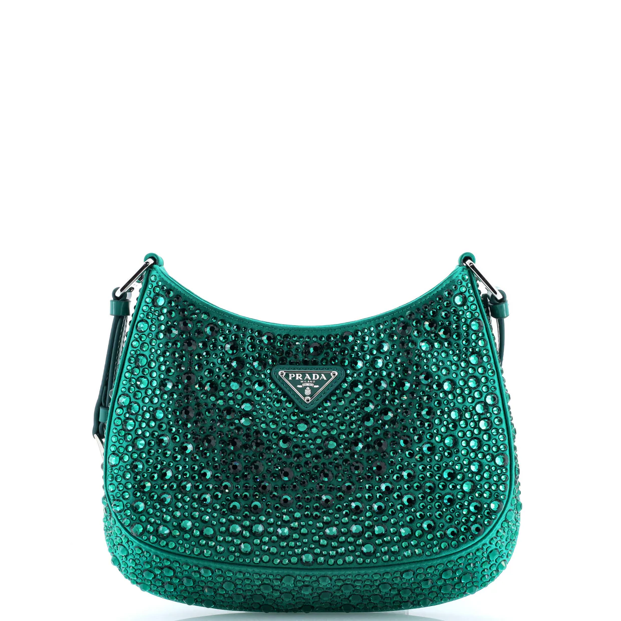 Cleo Shoulder Bag Crystal Embellished Satin Small - Deep Luxury