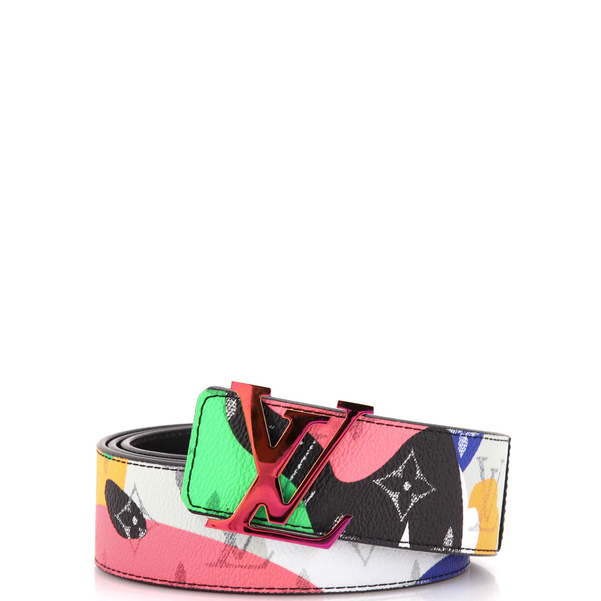 x Kid Super LV Initiales Reversible Belt Limited Edition Patchwork Printed Camouflage Monogram Canvas Wide 100 - Deep Luxury