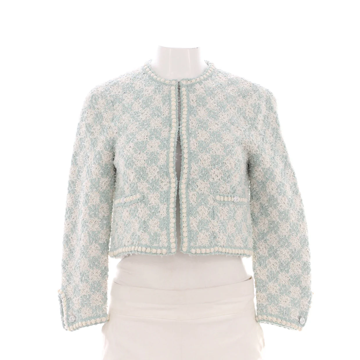 Women's Collarless Two Pocket Jacket Tweed - Deep Luxury