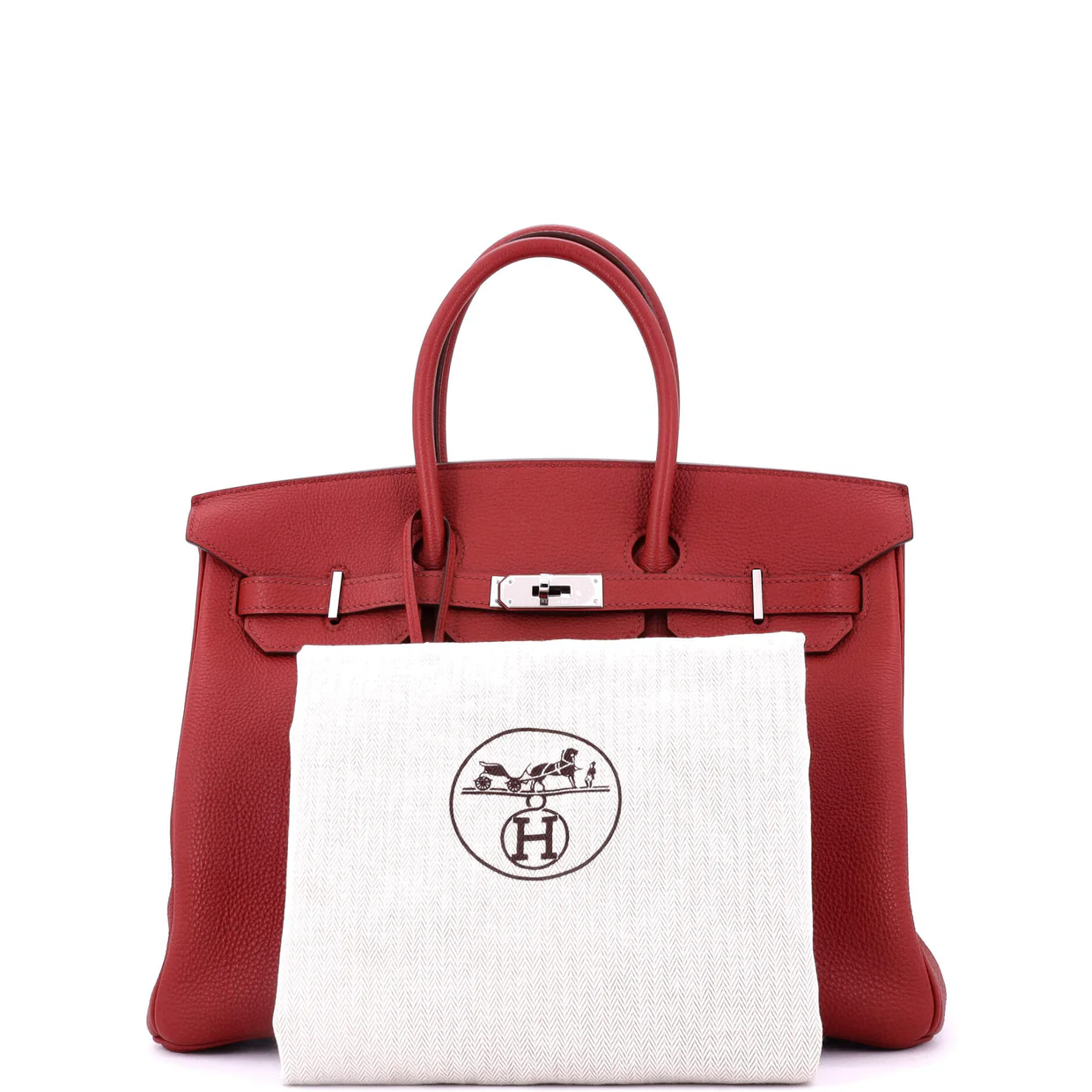 Birkin Handbag Rouge Garance Vache Trekking with Palladium Hardware 35 - Deep Luxury