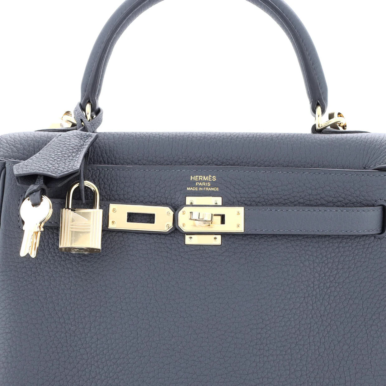 Kelly Handbag Grey Togo with Permabrass Hardware 25 - Deep Luxury