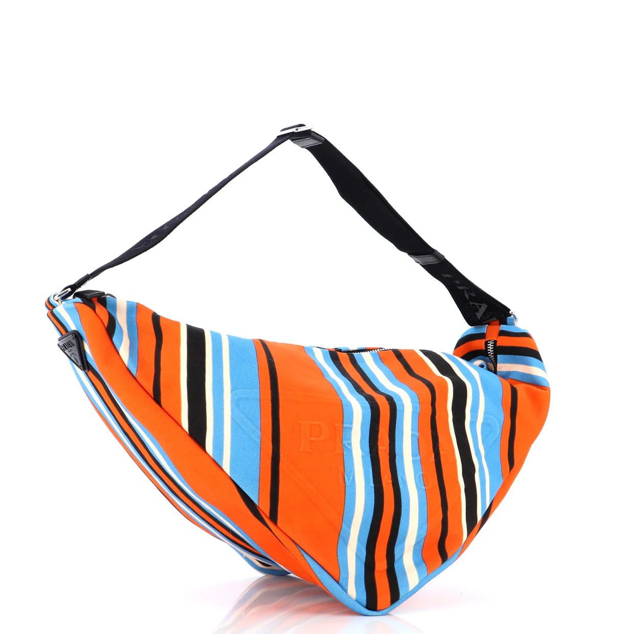 Triangle Logo Zip Crossbody Bag Printed Canvas Large - Deep Luxury