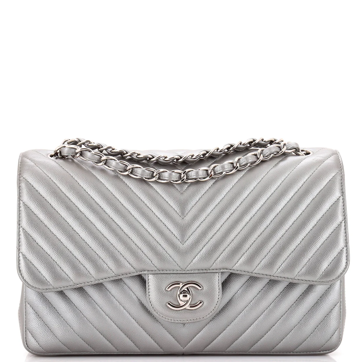 Classic Double Flap Bag Chevron Caviar Jumbo - Deep Luxury