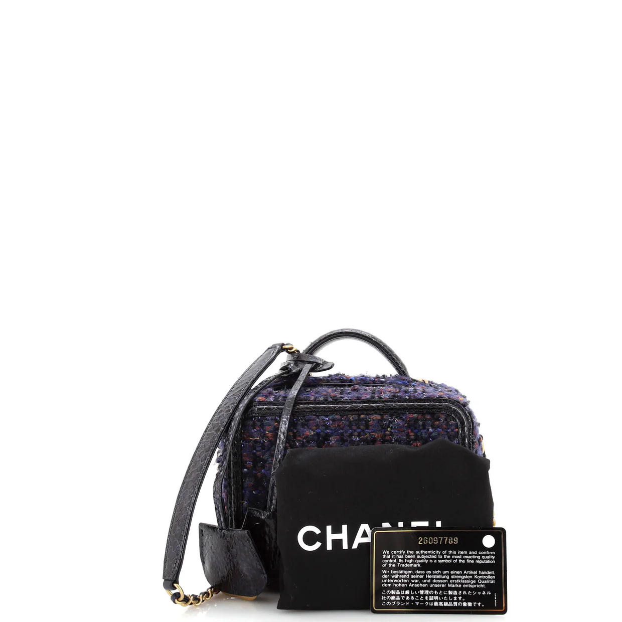 Filigree Vanity Case Quilted Tweed with Snakeskin Small - Deep Luxury