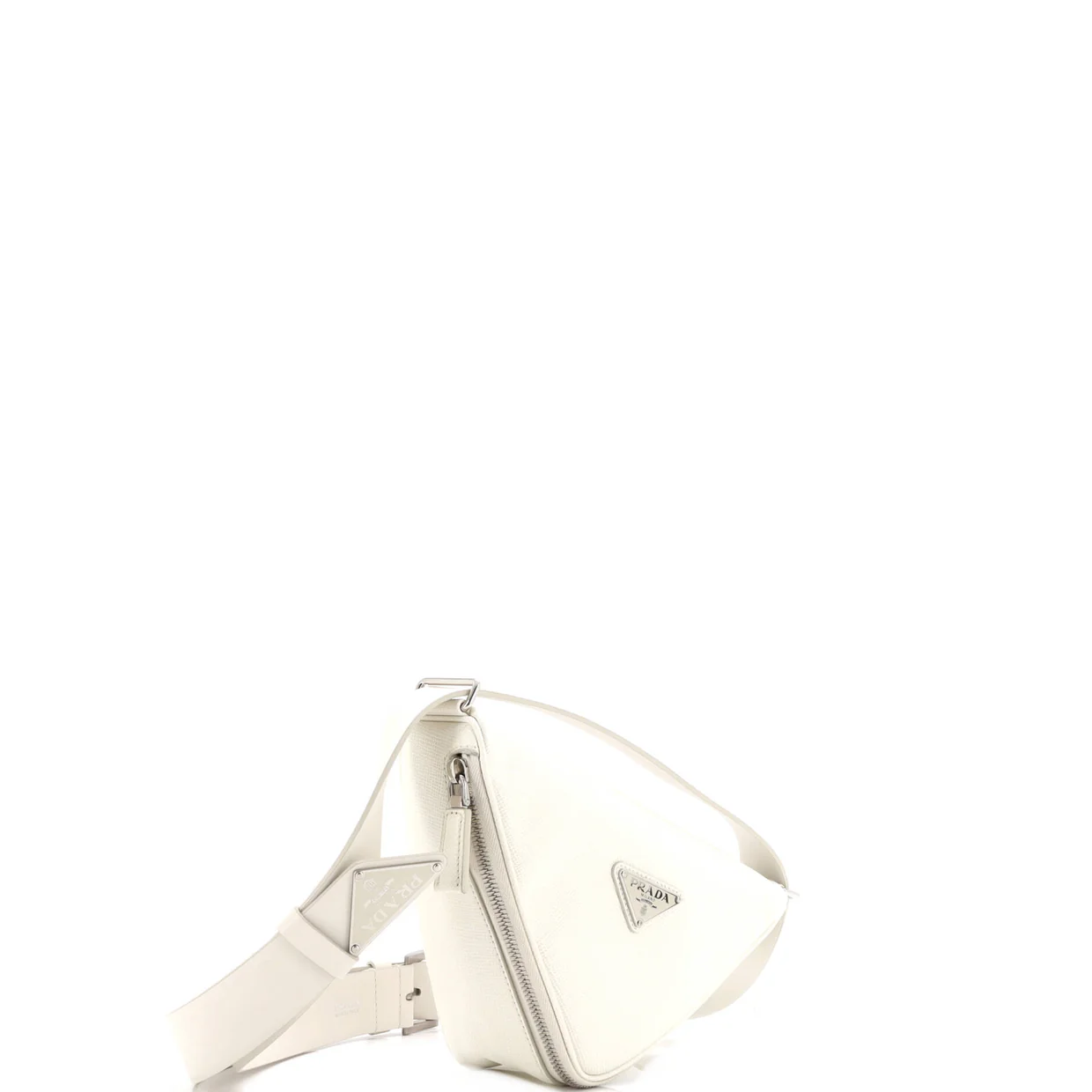 Triangle Logo Zip Around Shoulder Bag Saffiano Leather - Deep Luxury