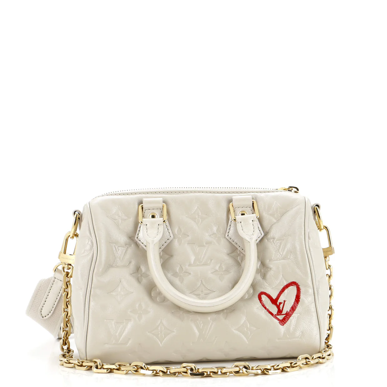 Speedy Bandouliere Bag Limited Edition Fall in Love Monogram Embossed Lambskin 22 - Deep Luxury