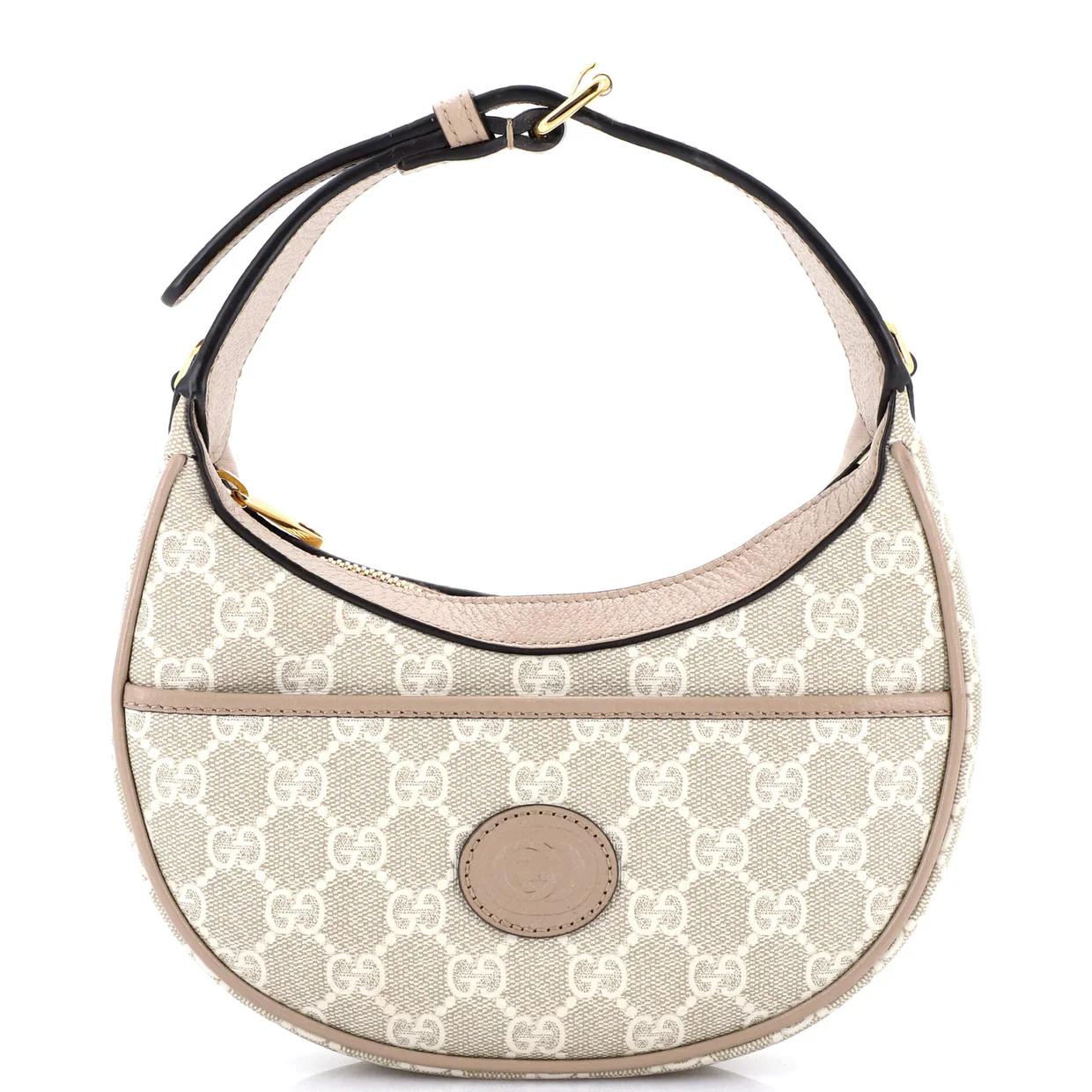 Interlocking G Patch Half Moon Hobo GG Coated Canvas Mini - Deep Luxury